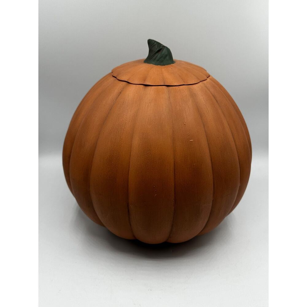 Vtg Large Ceramic Pumpkin Cookie Jar Fall Thanksgiving Halloween USA